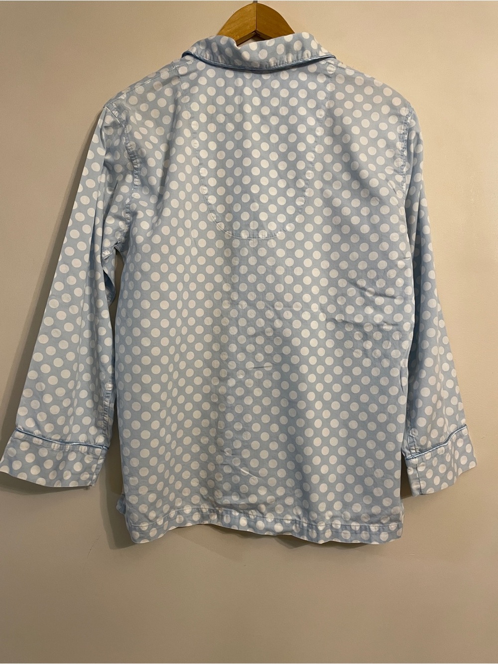 Vintage I. Magnin Light Blue White Polka Dot Pajama Set Size M Button Down Lou - Picture 3 of 10